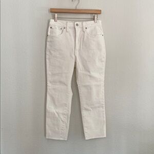 Madewell The Perfect Vintage Jean Raw Hem Tile White 27 Petite